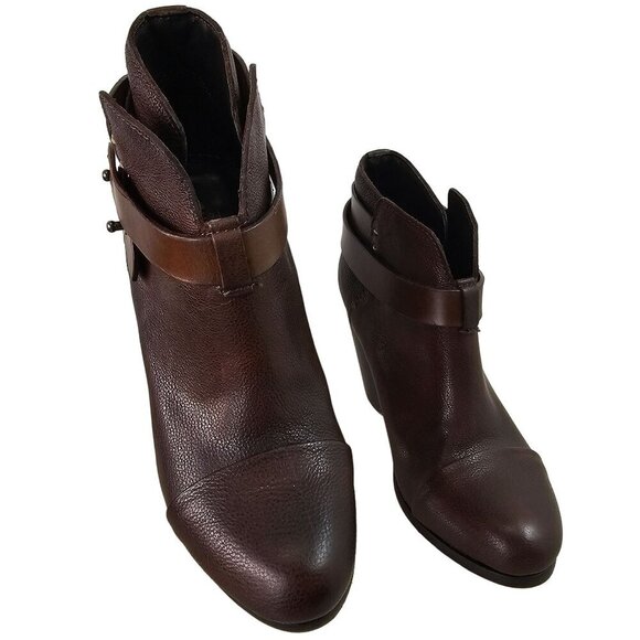 Rag Bone Harrow Ankle Boot Size 35 US 4.5 Brown Pebble Leather 3.5" Heel - Picture 2 of 10